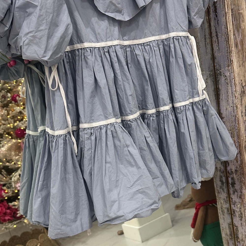 Chic Ruffle Mini Baby Doll Dress in Powder Blue - Picture 5 of 5